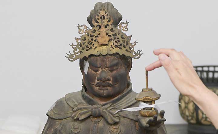 修理リポート】京都・乙訓寺の重要文化財「毘沙門天立像」…90年ぶりの