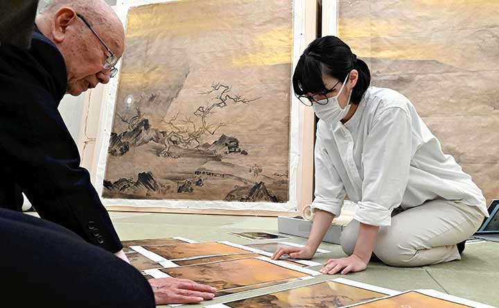 修理リポート】重要文化財「山水図襖」（京都・隣華院蔵） 長谷川等伯