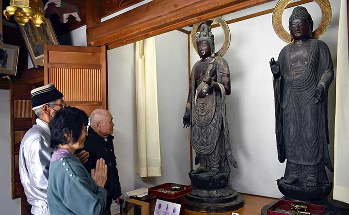 如来観音立像 大型　メタル製　アンティーク 地域の宝・「観音の里」（滋賀県長浜市高月町）下】西野薬師堂「伝薬師